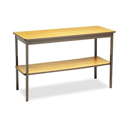 Barricks Mfg Co Barricks, Utility Table With Bottom Shelf, Rectangular, 48w X 18d X 30h, Oak/brown UTS1848LQ